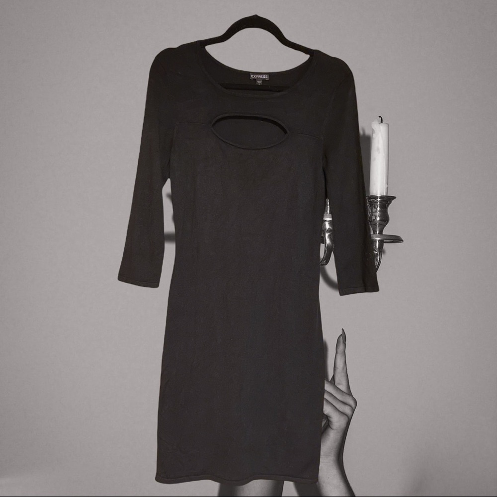 EUC - Super soft Black sweater dress with cut out near chest - Sz M